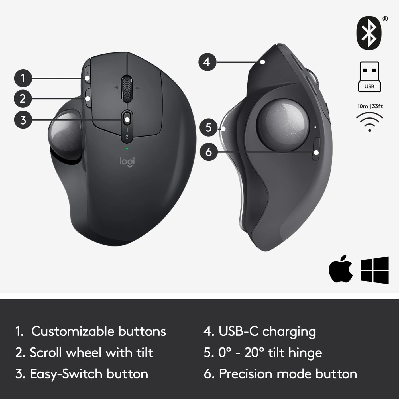Logitech MX Ergo Trådløs styrekule