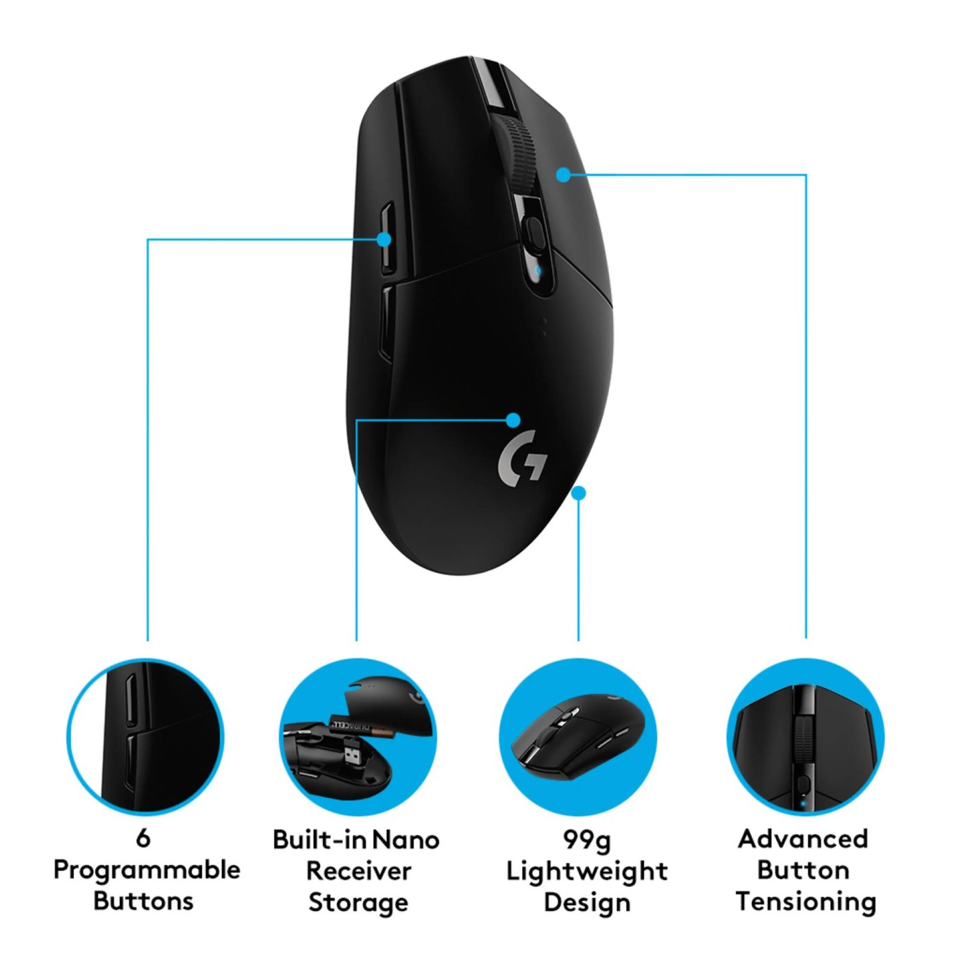 Logitech G 305 Lightspeed Trådlös gaming-mus