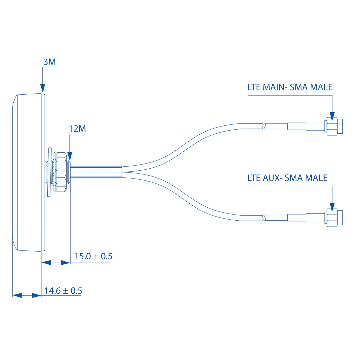 Teltonika 4G-antenn med Mimo 2,5 dBi