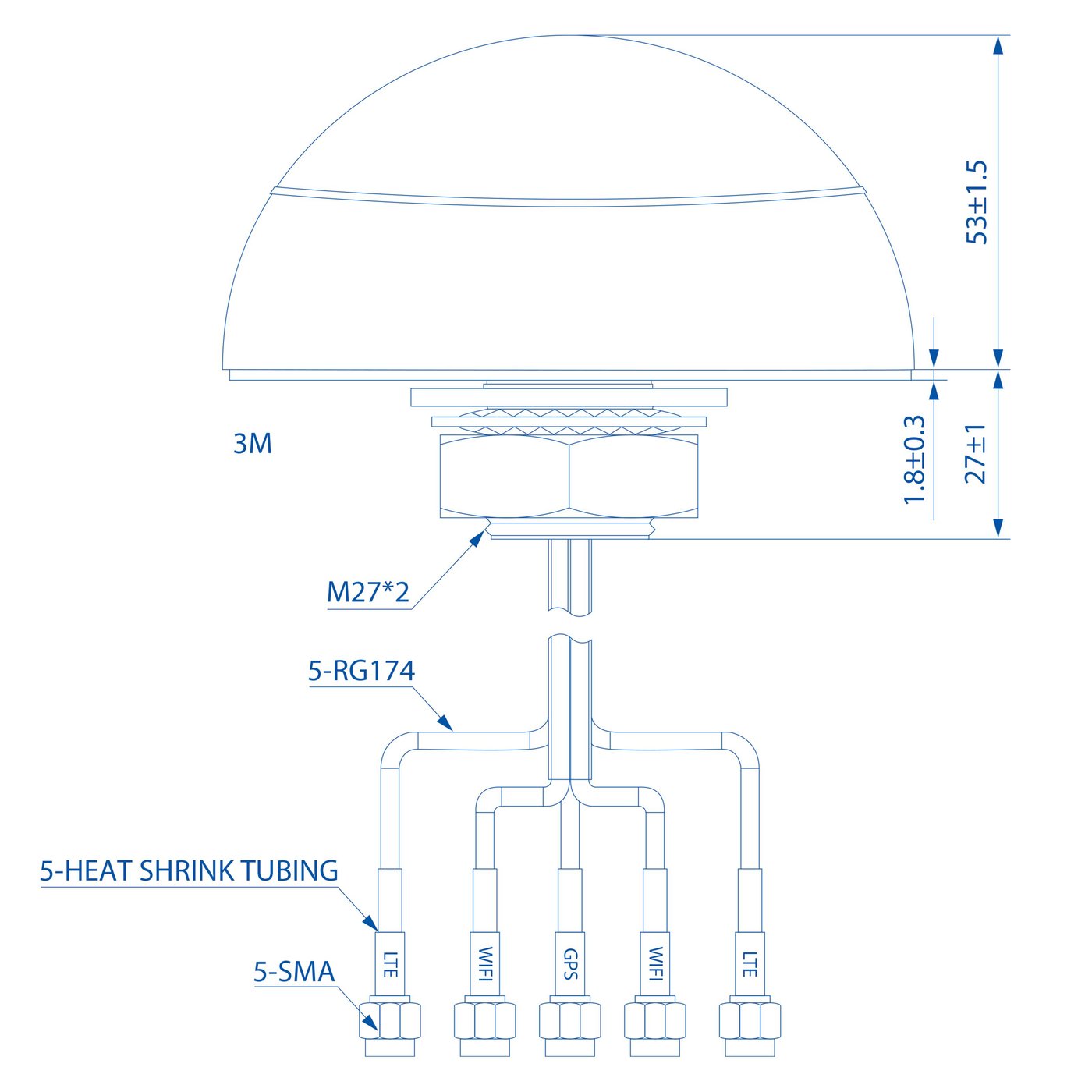 Teltonika Kombinationsantenn 4G/GPS/Wifi