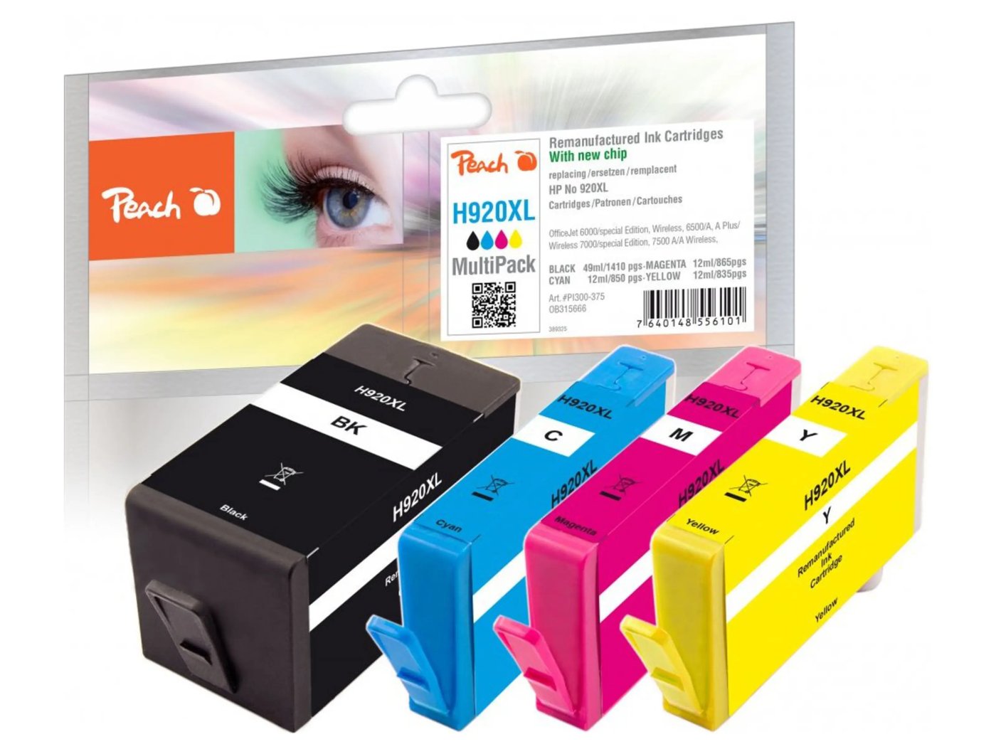 Peach Blekkpatron tilsvarer HP 920XL multipakke