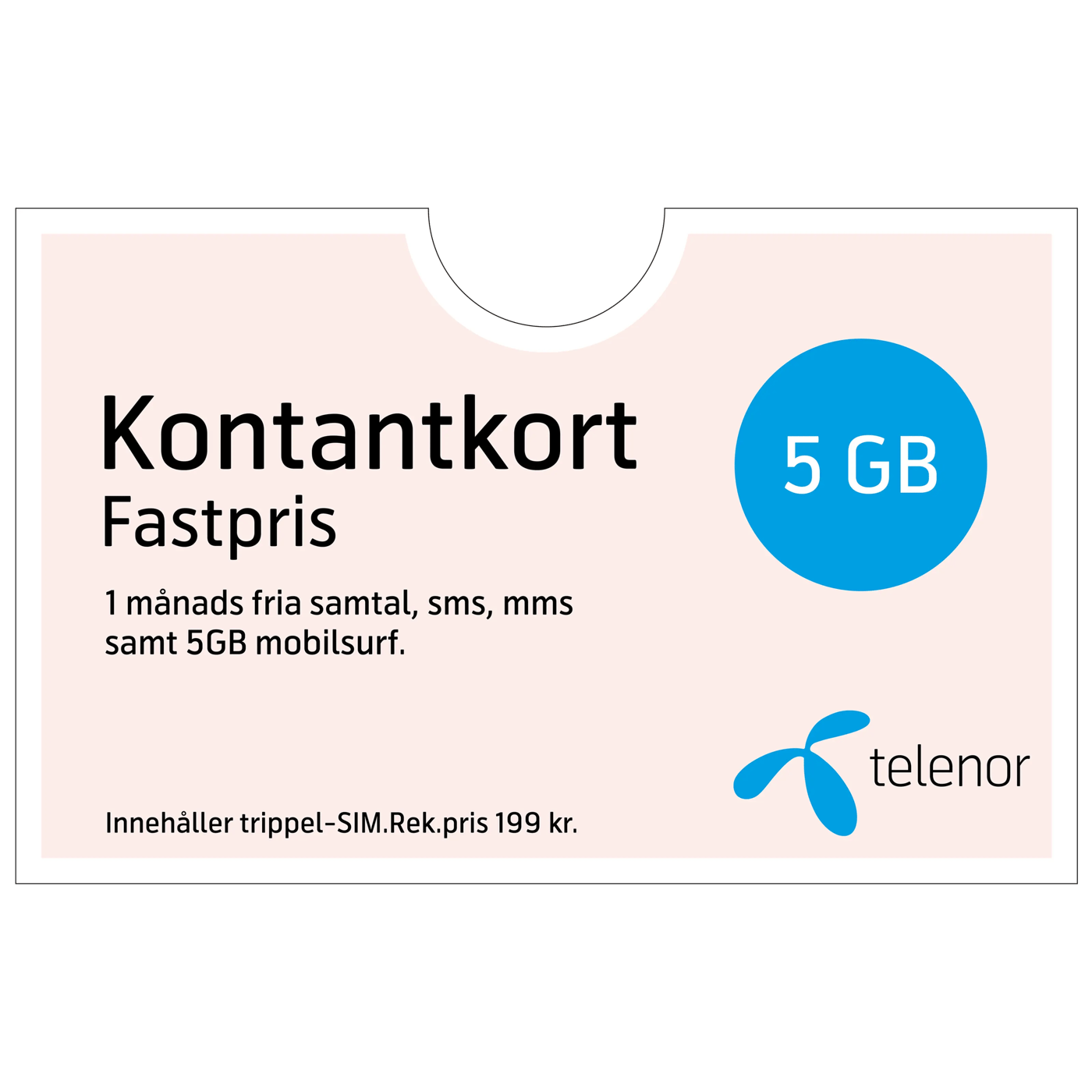 Telenor Fastpris Kontantkort 1 månad 5 GB