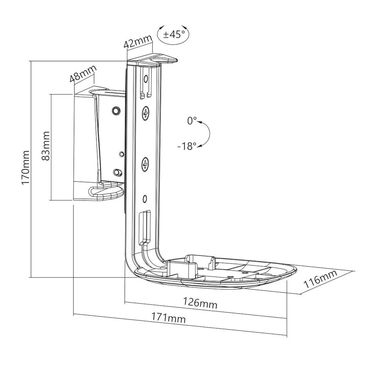Flexson Veggfeste for Sonos One Svart
