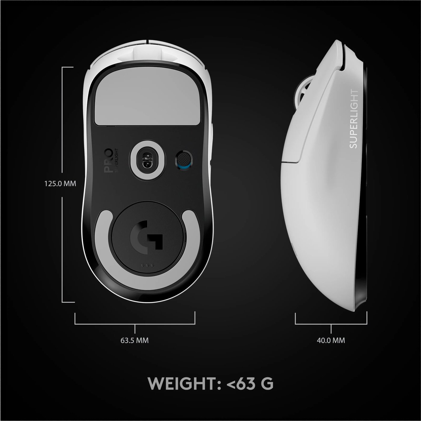 Logitech G Pro X Superlight Trådløs gamingmus Hvit