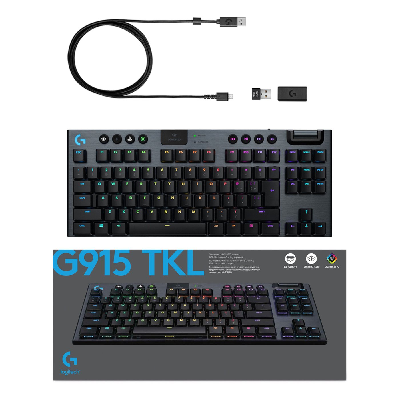 Logitech G 915 TKL Mekanisk tastatur GL Clicky Svart