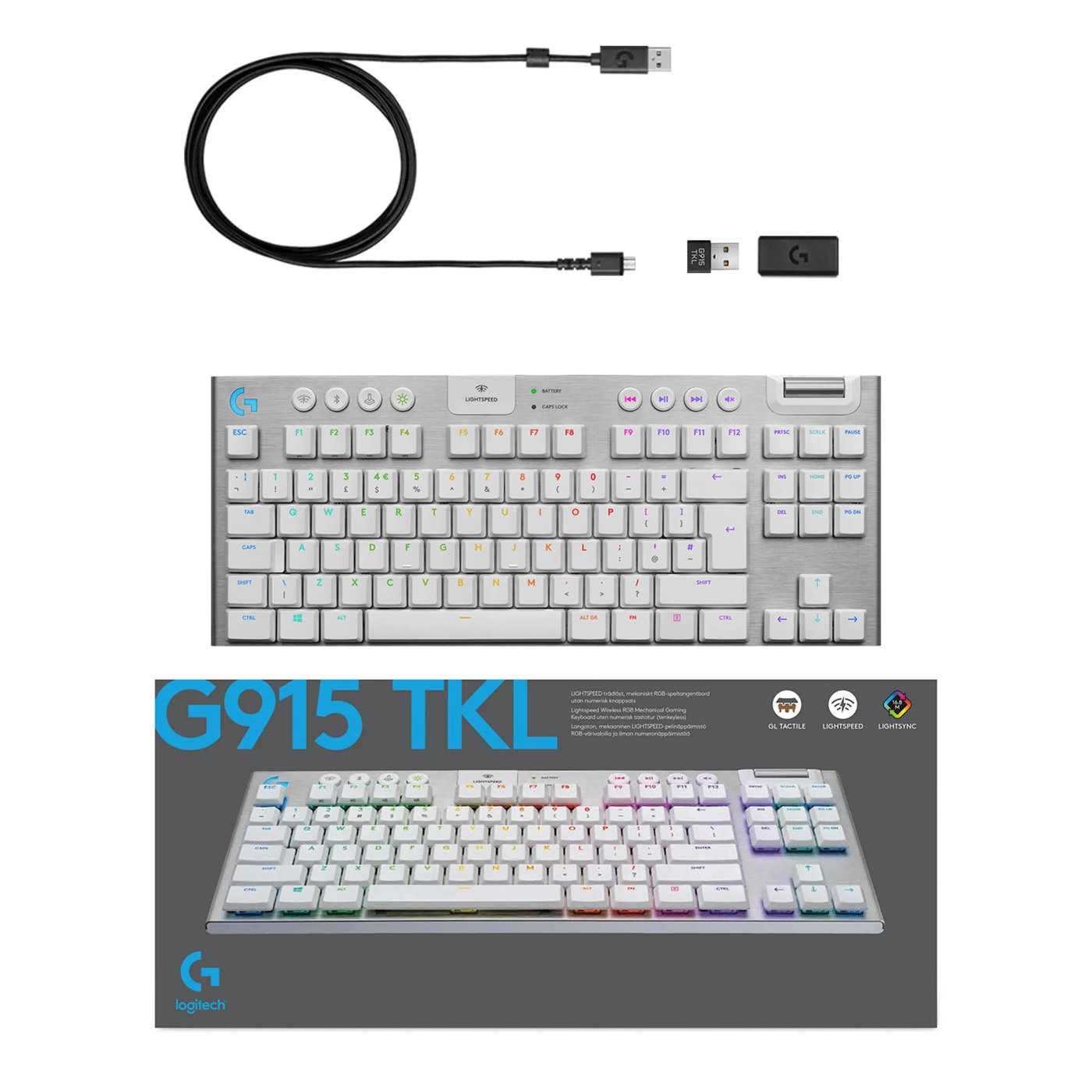 Logitech G 915 TKL Mekanisk tastatur GL Tactile Vit