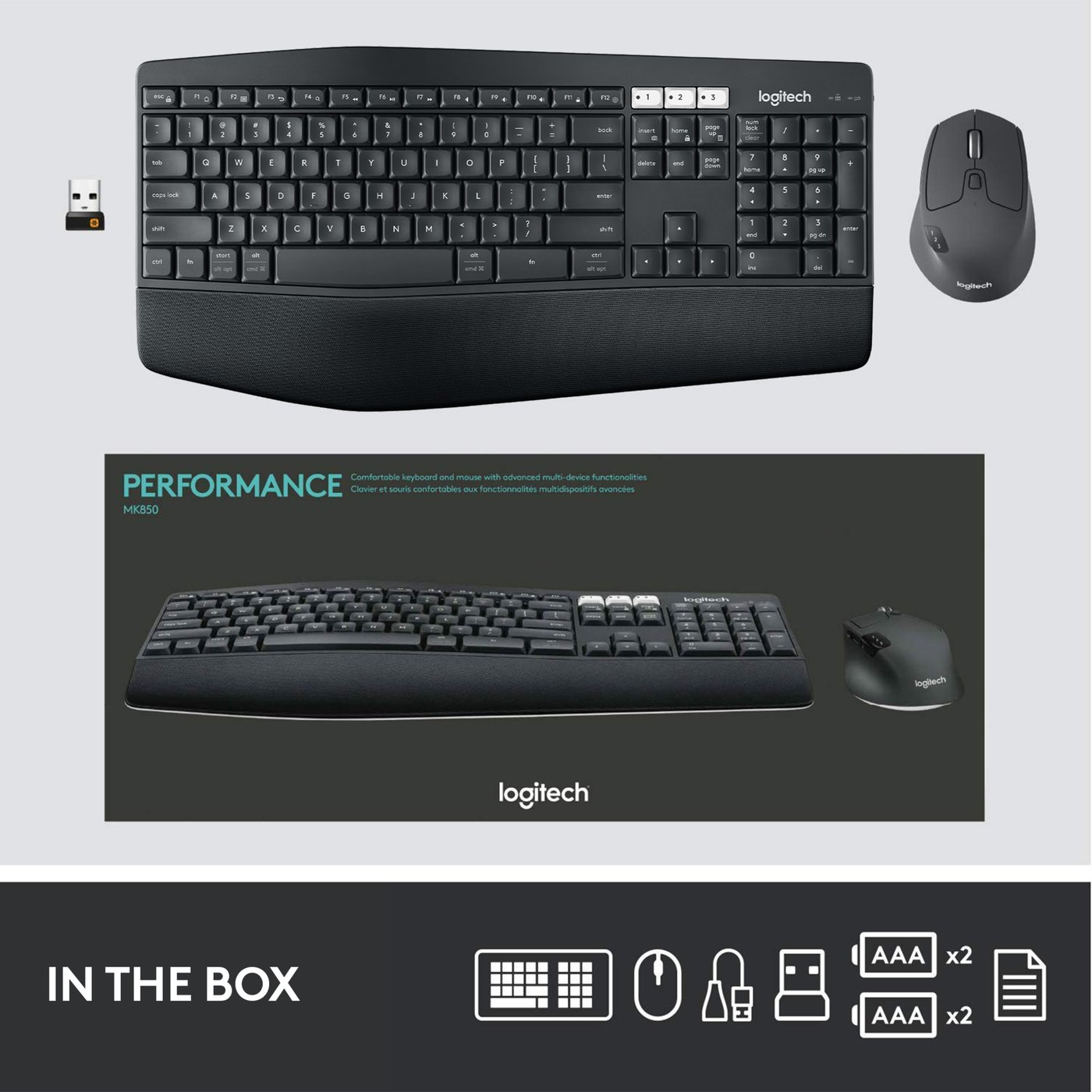 Logitech MK850 Trådløst tastatur og mus