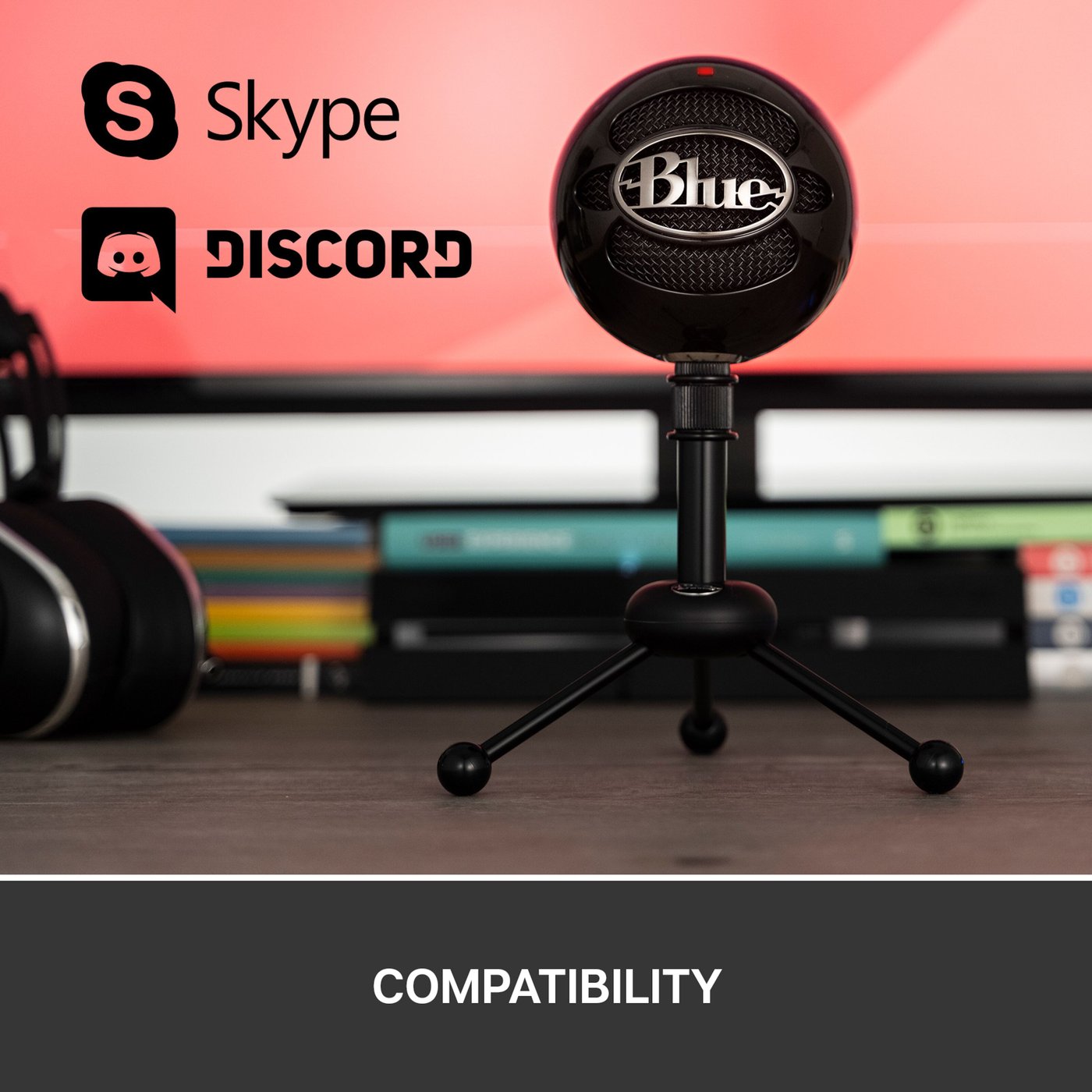 Logitech C Blue Snowball USB-stereomikrofon Svart