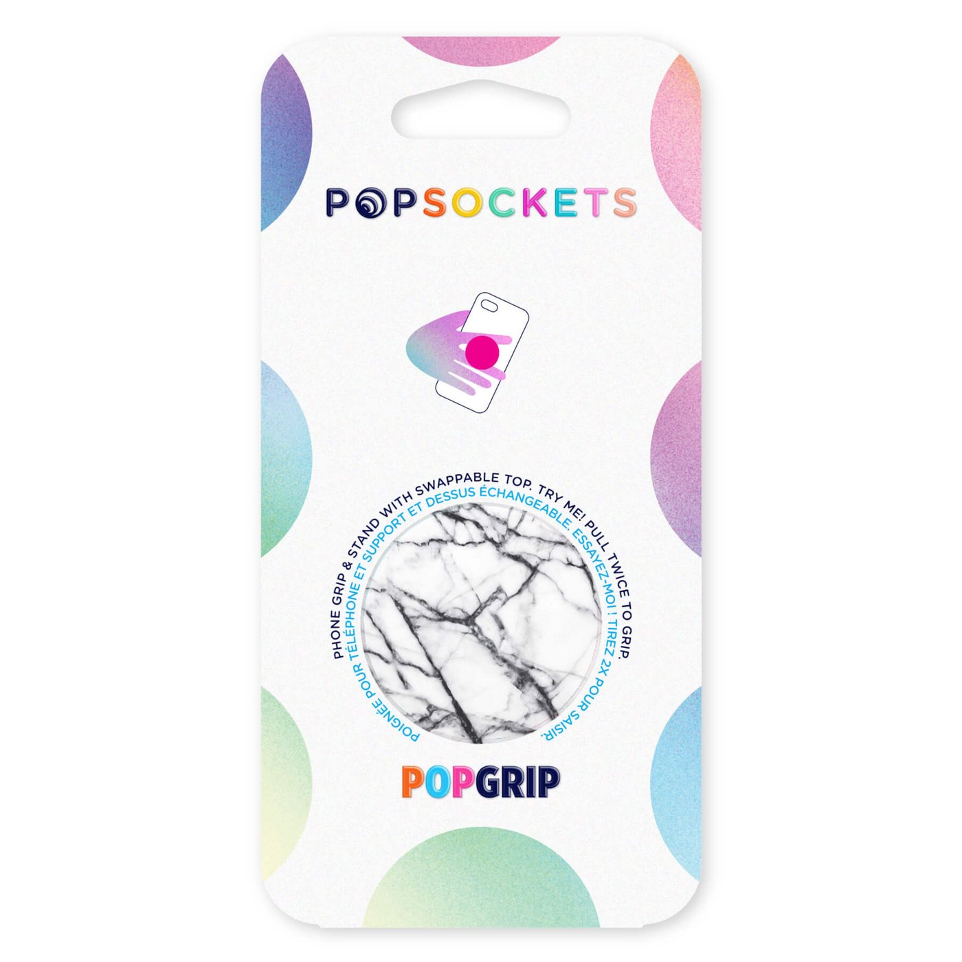 Popsockets Avtakbart grep for mobil White Marble