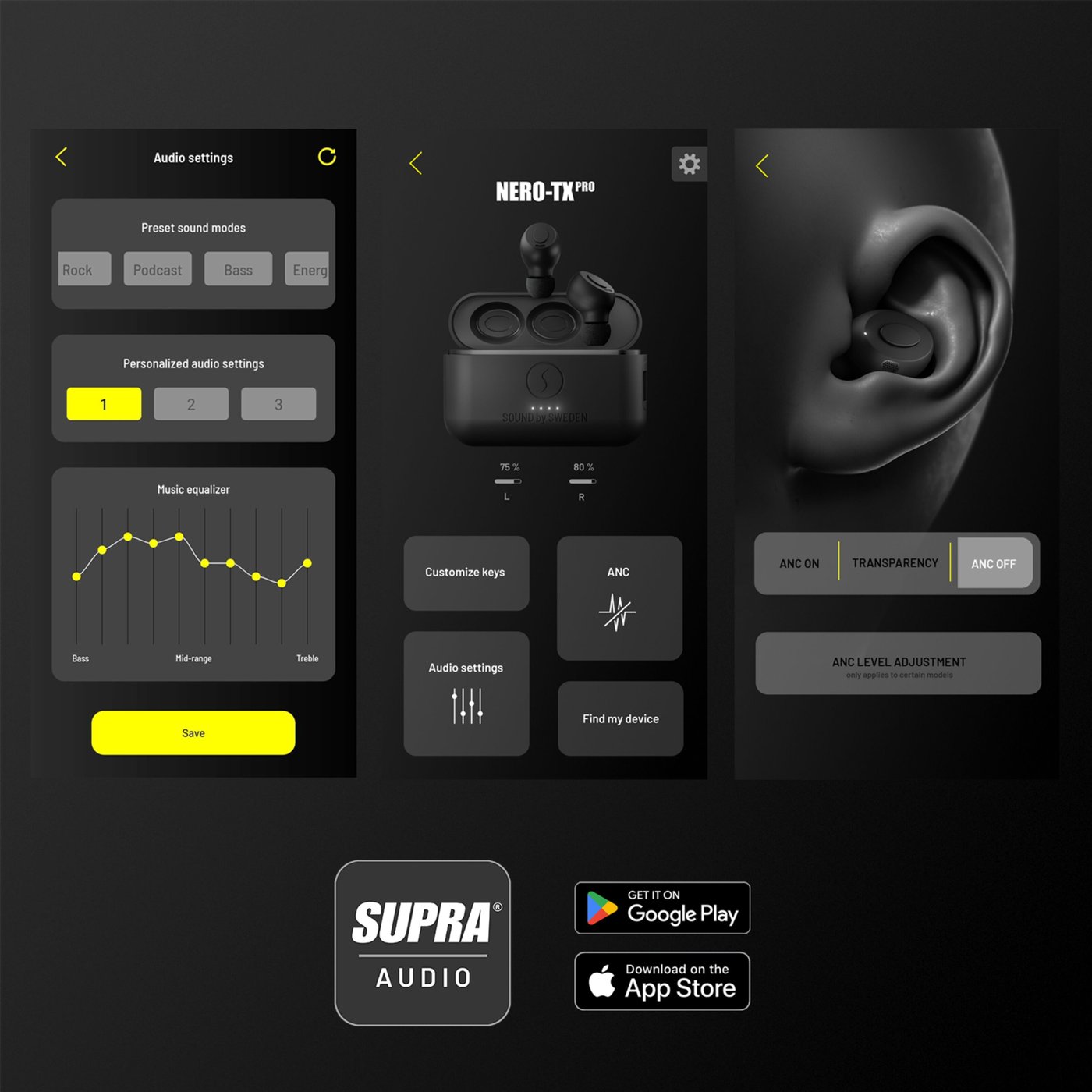 Supra Nero-TX Pro ANC Svart