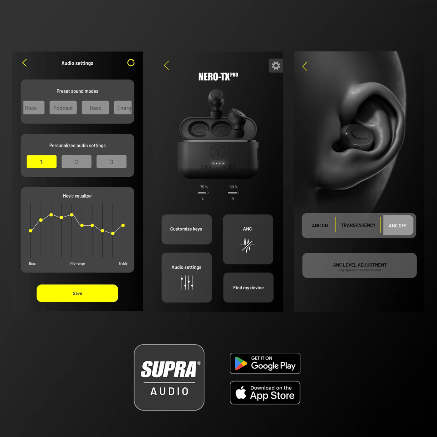 Supra Nero-TX Pro ANC Svart