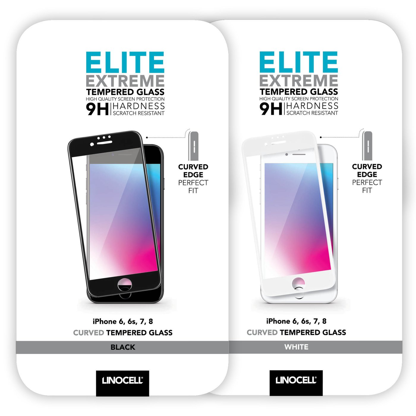 Linocell Elite Extreme Curved Skärmskydd för iPhone 6, 7 och 8 Vit