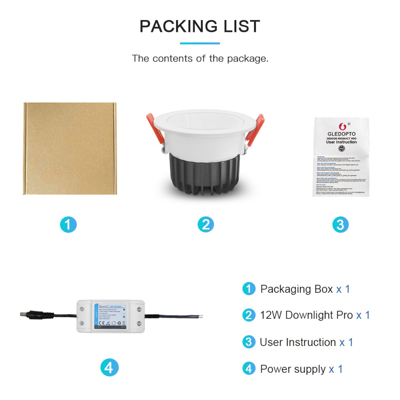 Gledopto Downlight RGB+CCT med Zigbee 9 W