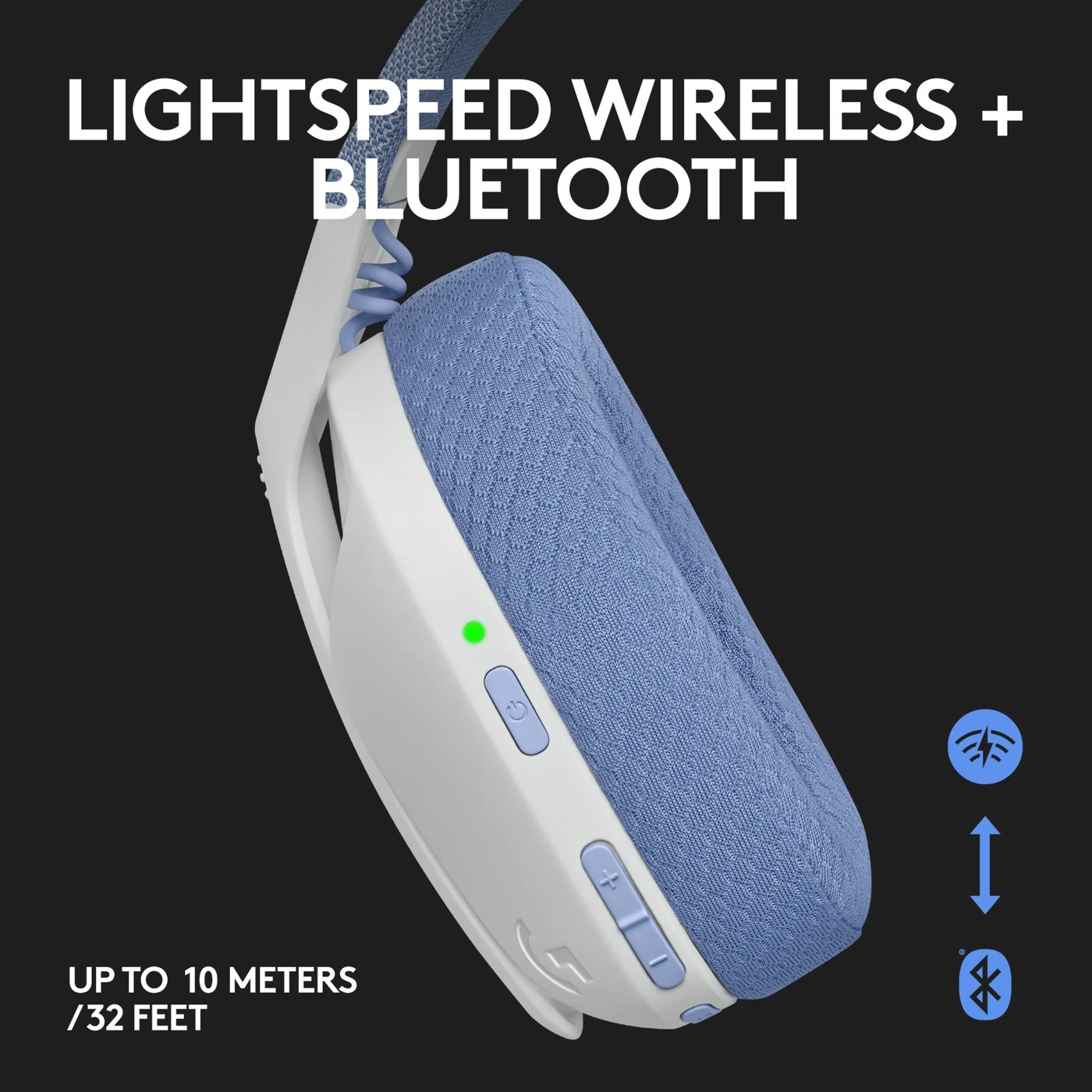 Logitech G 435 Lightspeed Trådløst gamingheadset Off-white & Lila