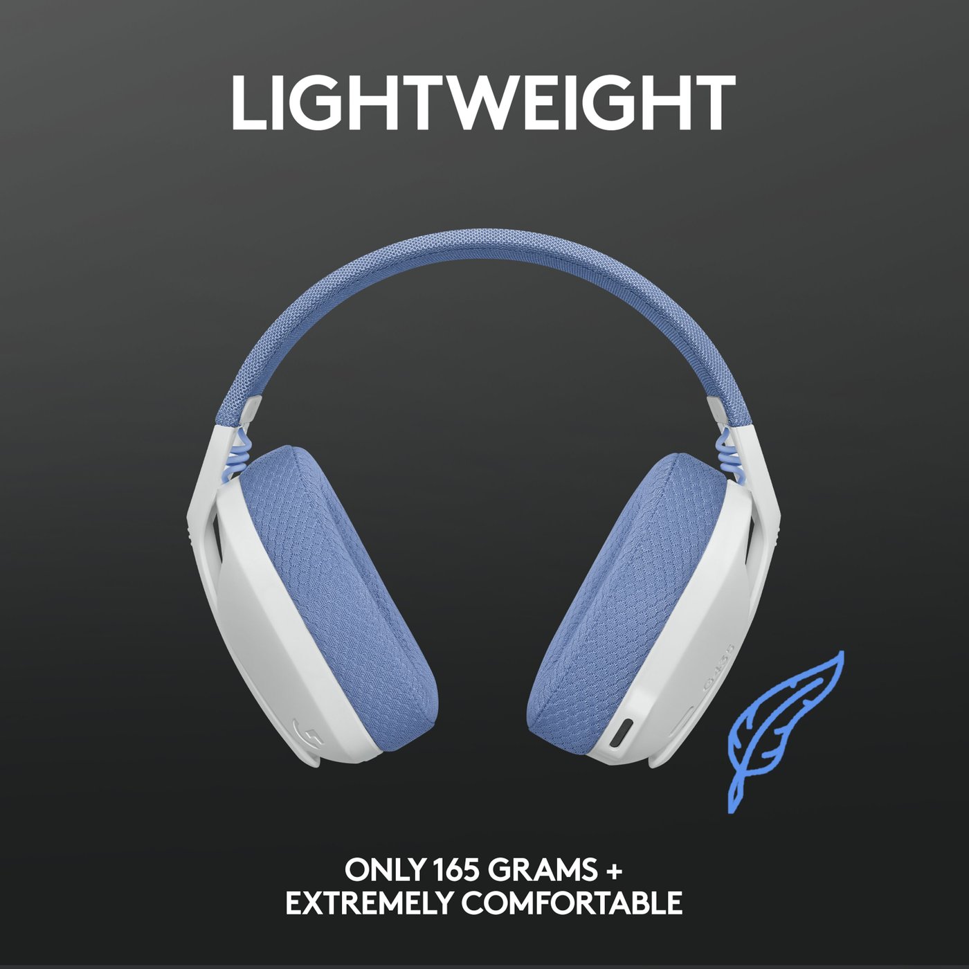 Logitech G 435 Lightspeed Trådlöst gaming-headset Off-white & Lila