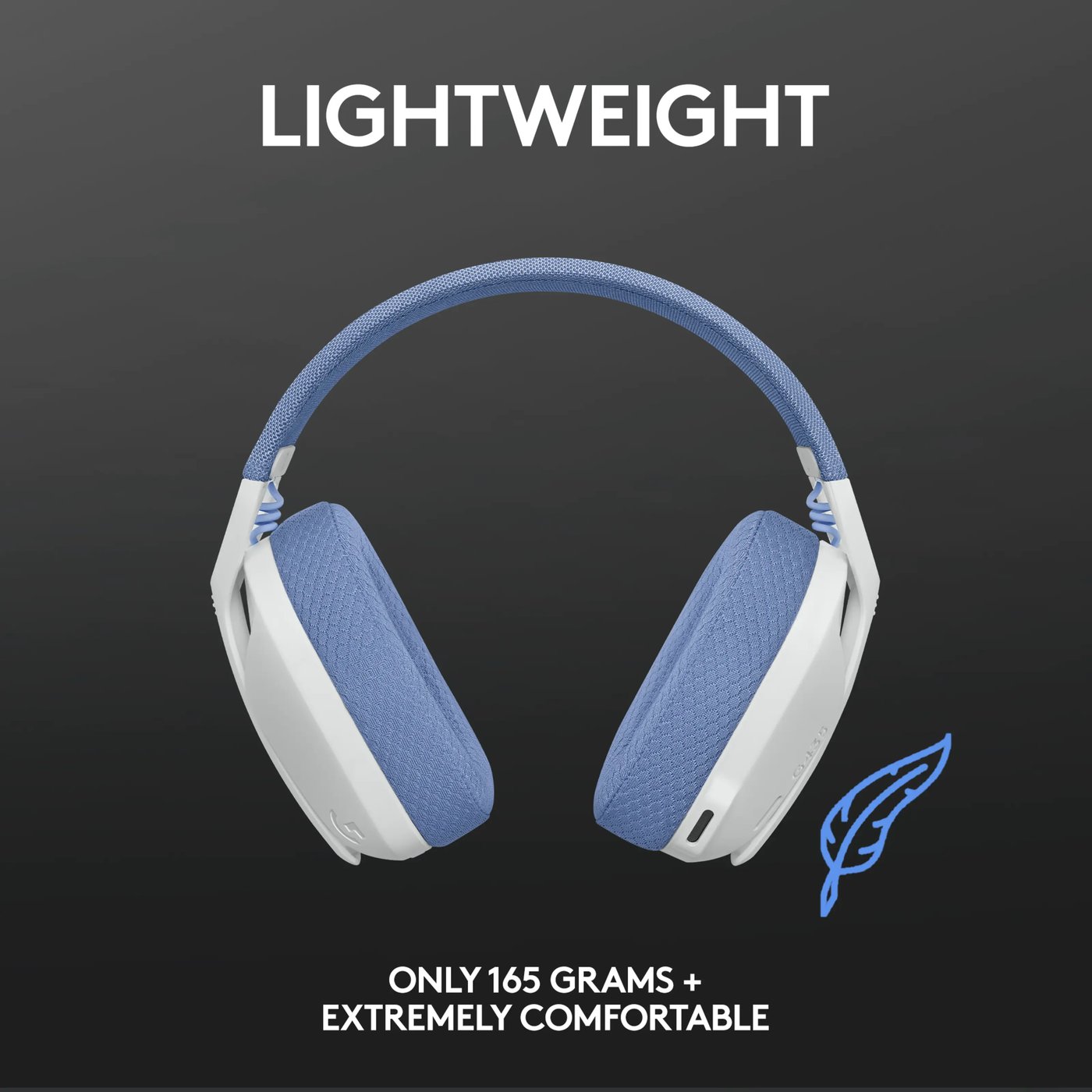 Logitech G 435 Lightspeed Trådløst gamingheadset Off-white & Lila