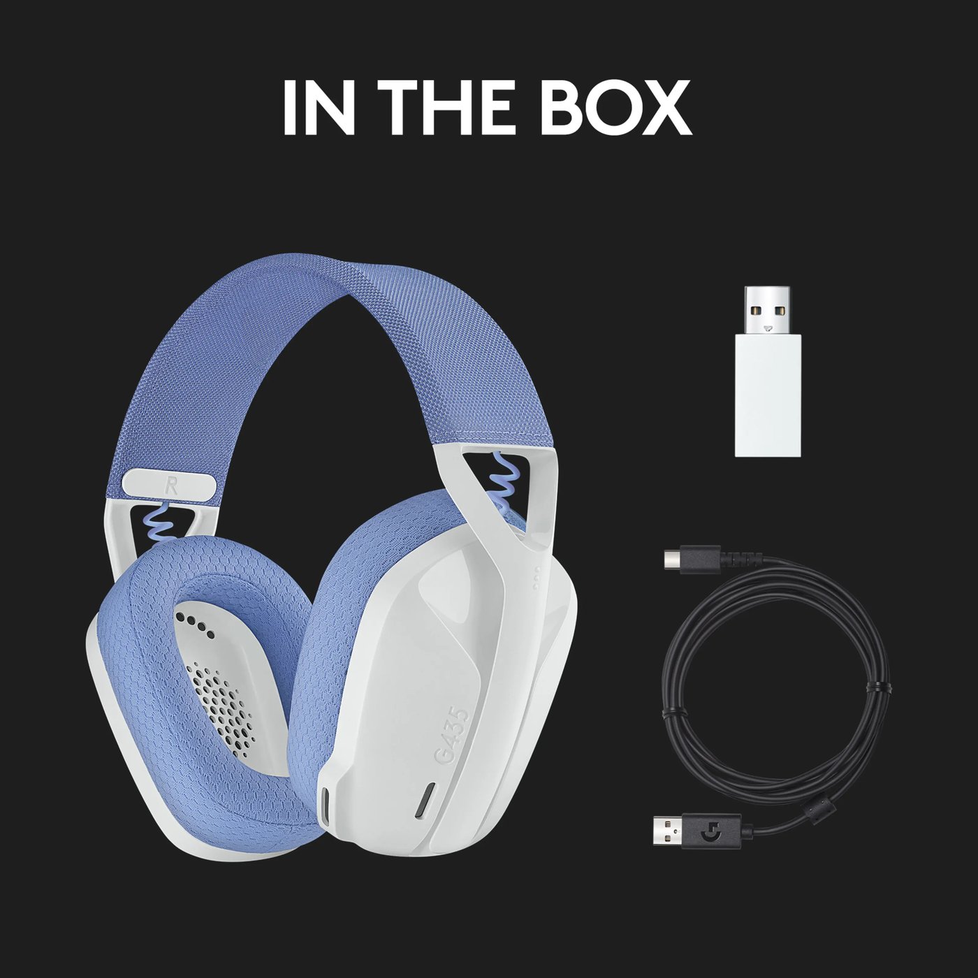 Logitech G 435 Lightspeed Trådløst gamingheadset Off-white & Lila