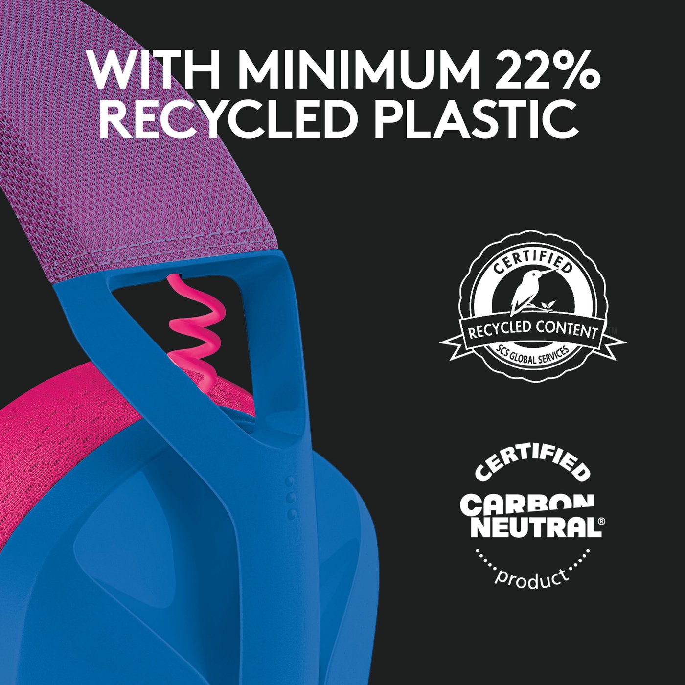 Logitech G 435 Lightspeed Trådlöst gaming-headset Blå & Hallon