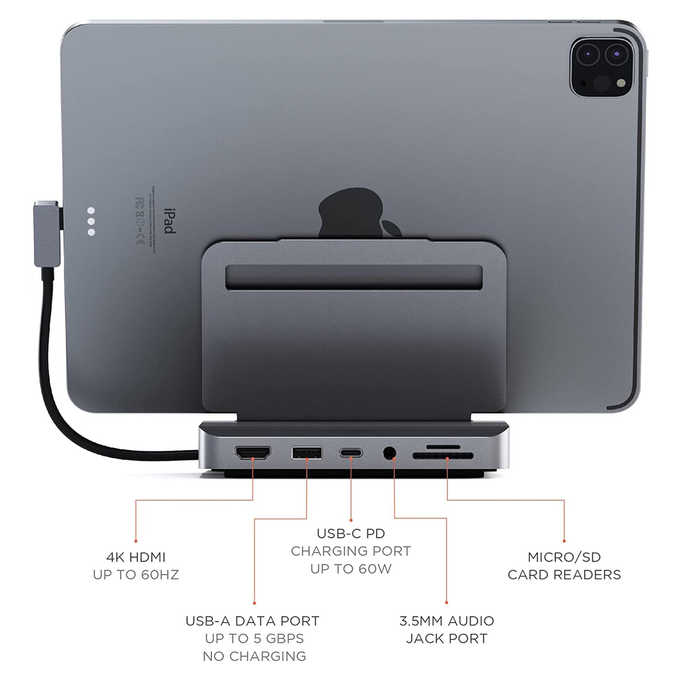 Satechi Aluminum Stand Hub for iPad Pro (2018 og nyere)