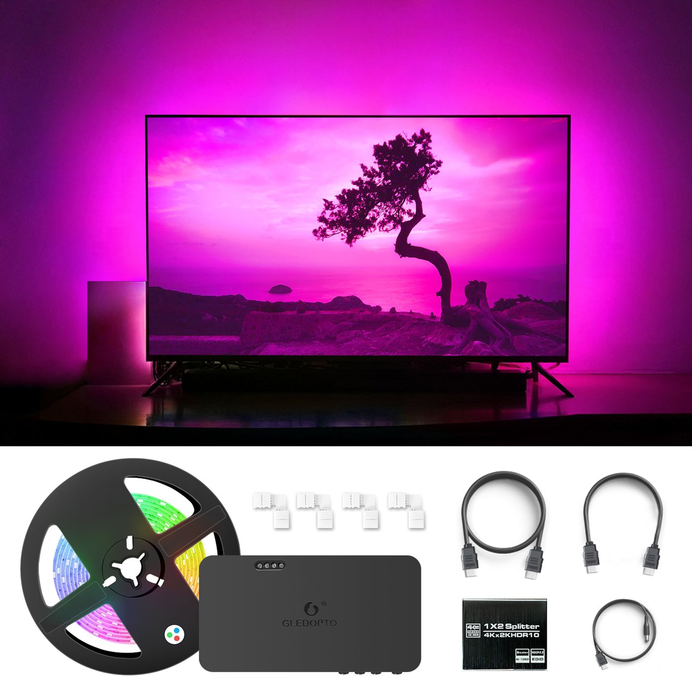 Gledopto HDMI Sync Box Kit med 5 m RGB-list