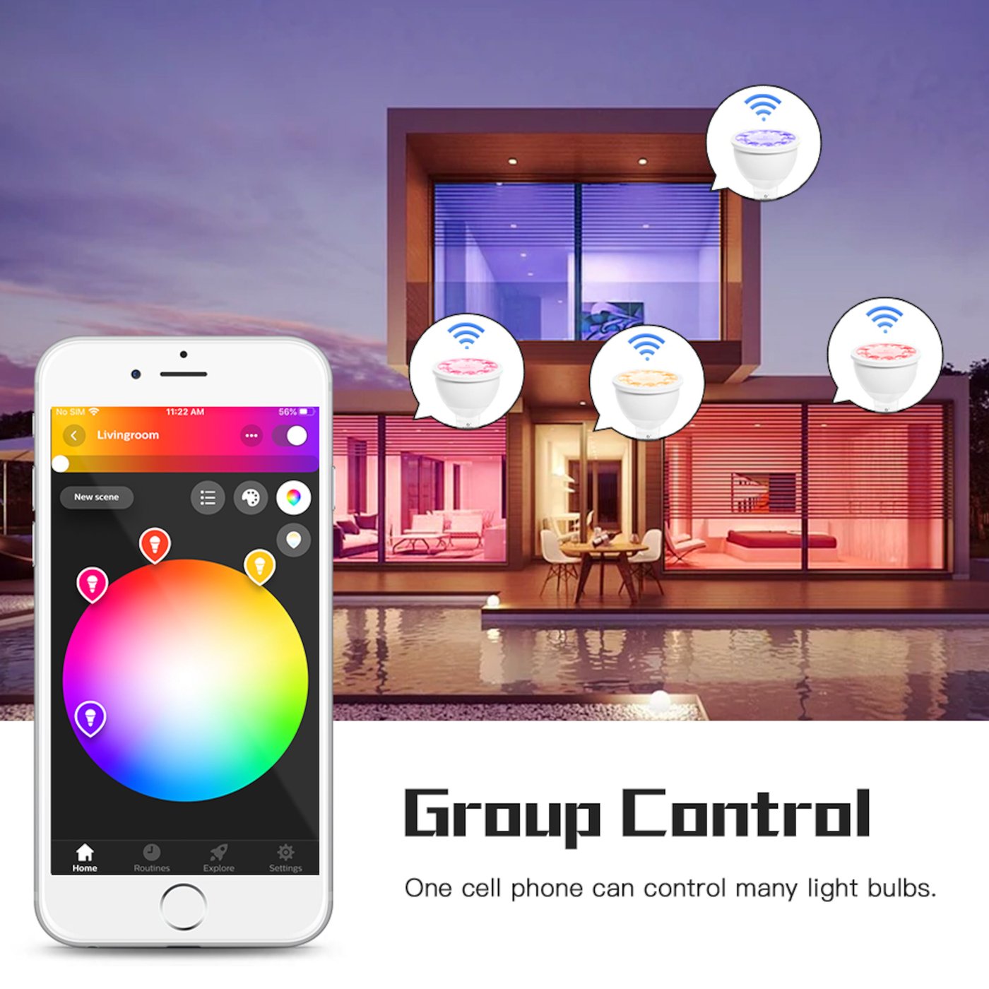 Gledopto Smart MR16 12 V LED-pære RGB+CCT 250 lm