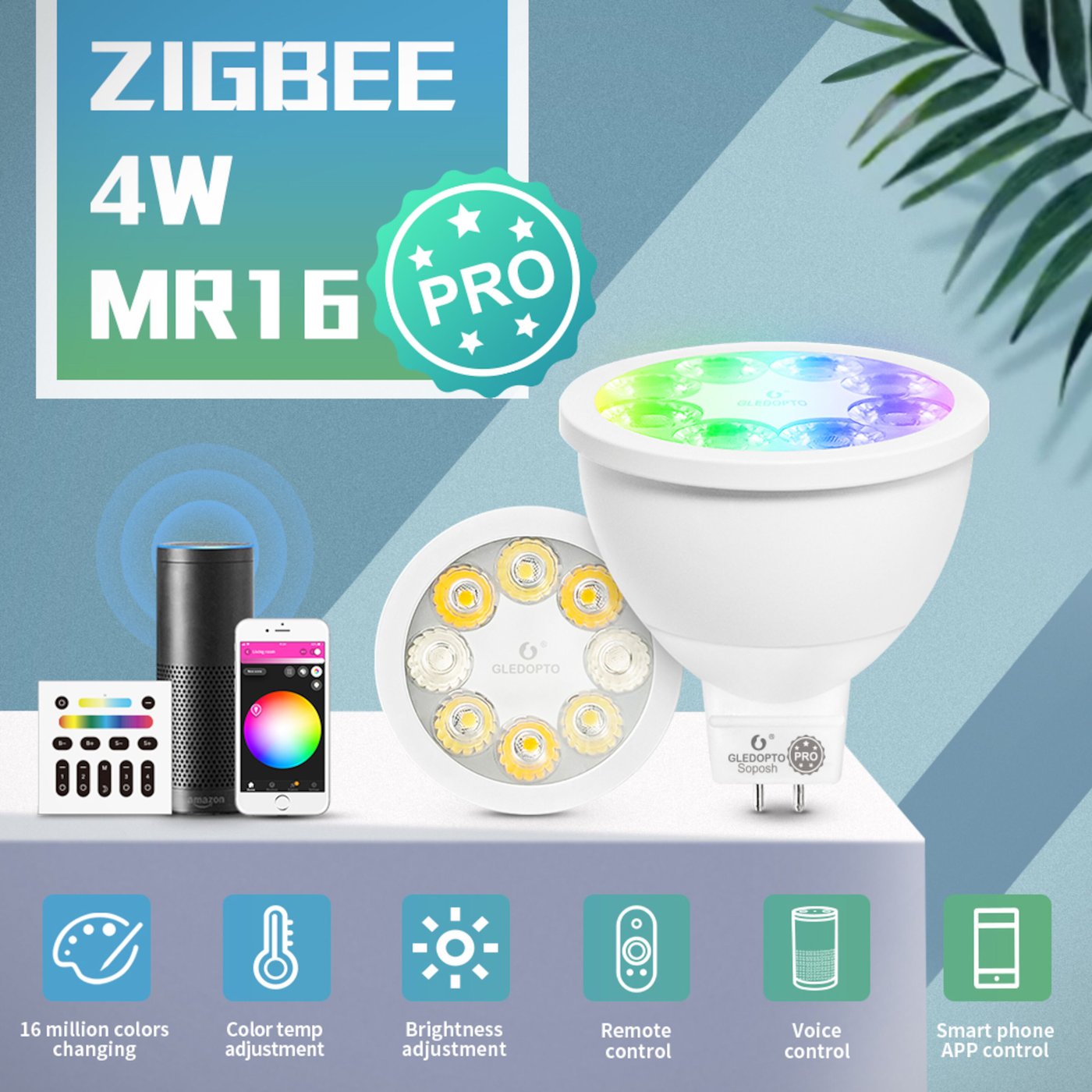 Gledopto Smart MR16 12 V LED-pære RGB+CCT 250 lm