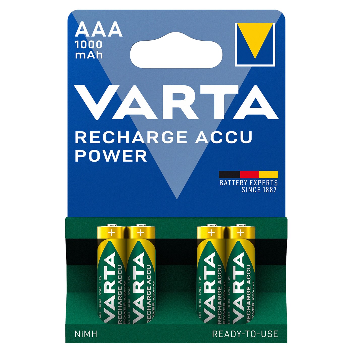 Varta Laddningsbara AAA-batterier 1000 mAh 4-pack