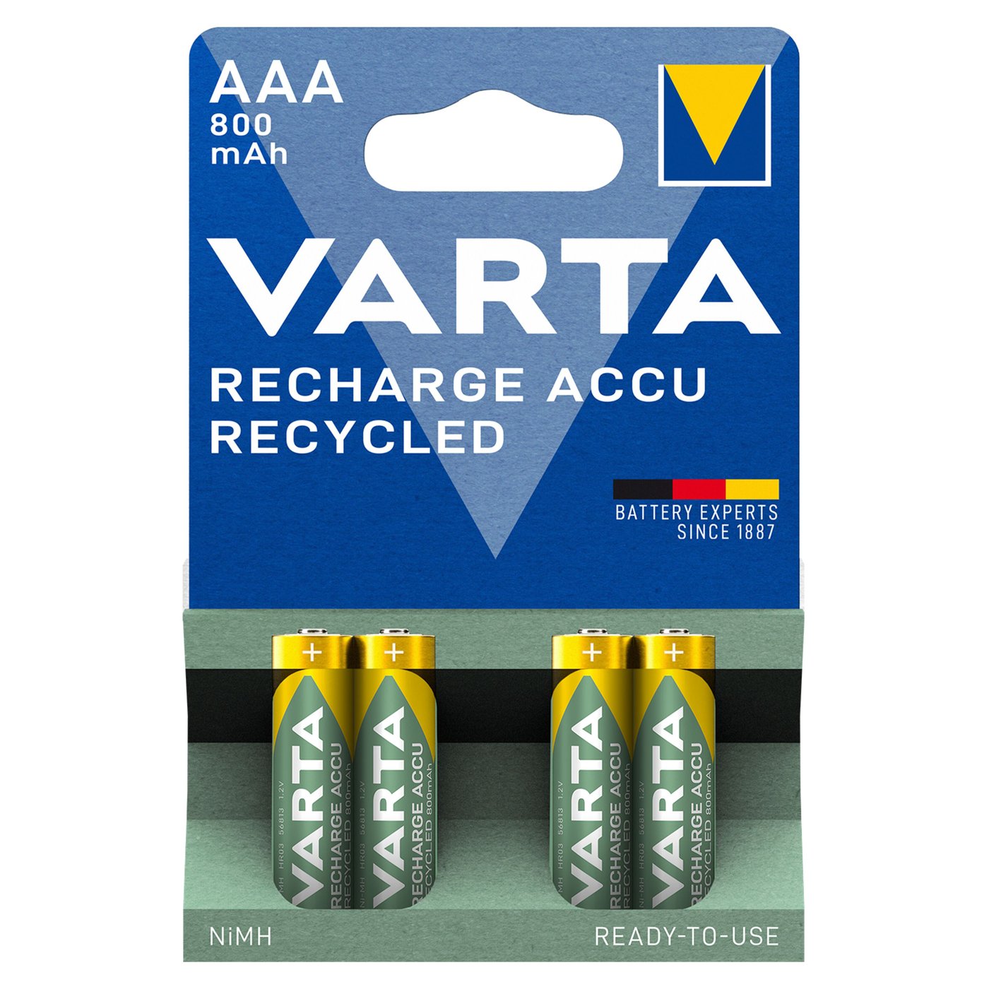 Varta Recharge Recycled AAA-batterier 800 mAh 4-pack