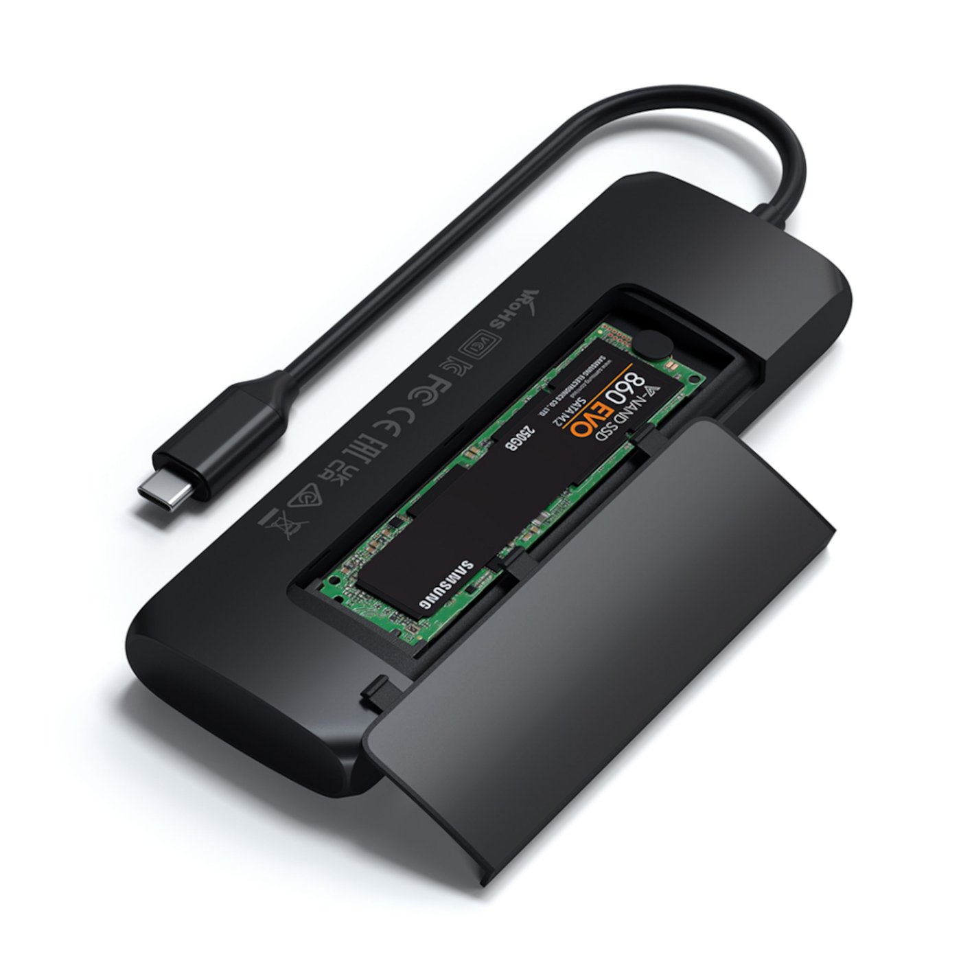 Satechi USB-C-multiadapter med SSD-plass Svart