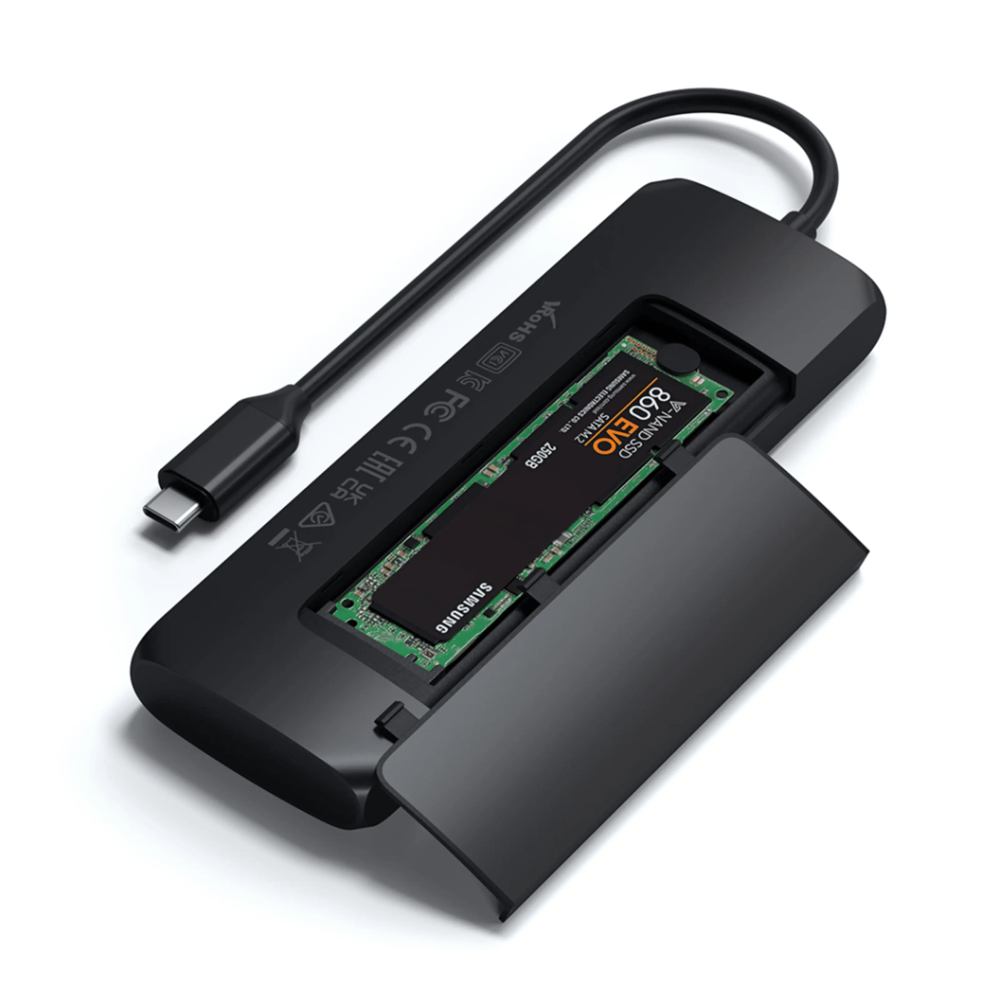Satechi USB-C Multiadapter med SSD-plats Svart