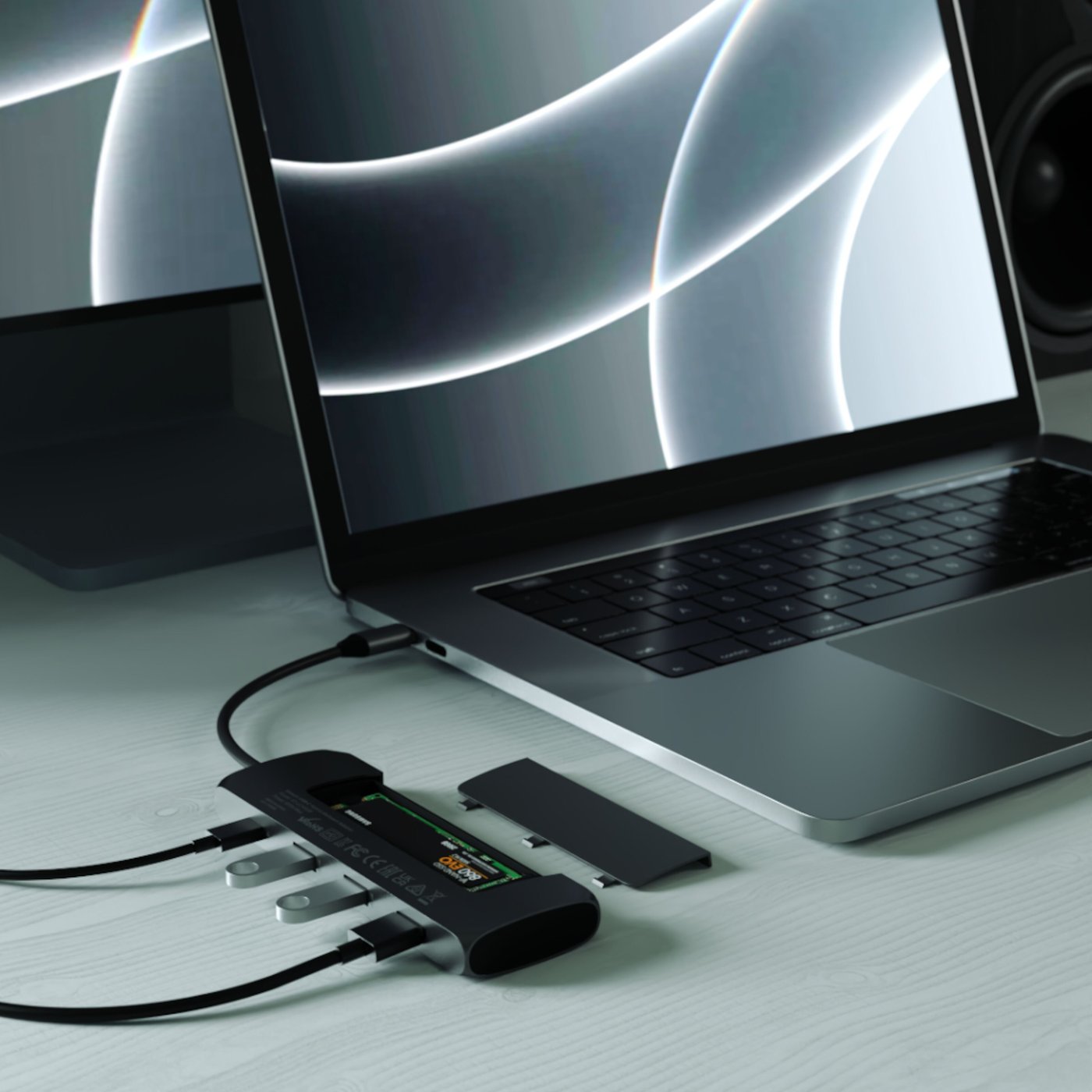 Satechi USB-C-multiadapter med SSD-plass Svart