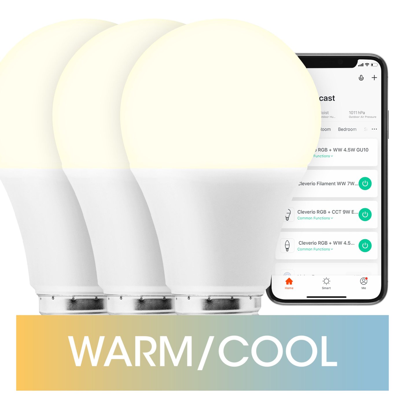 Cleverio Smart E27 LED-lampa 806 lm 3-pack