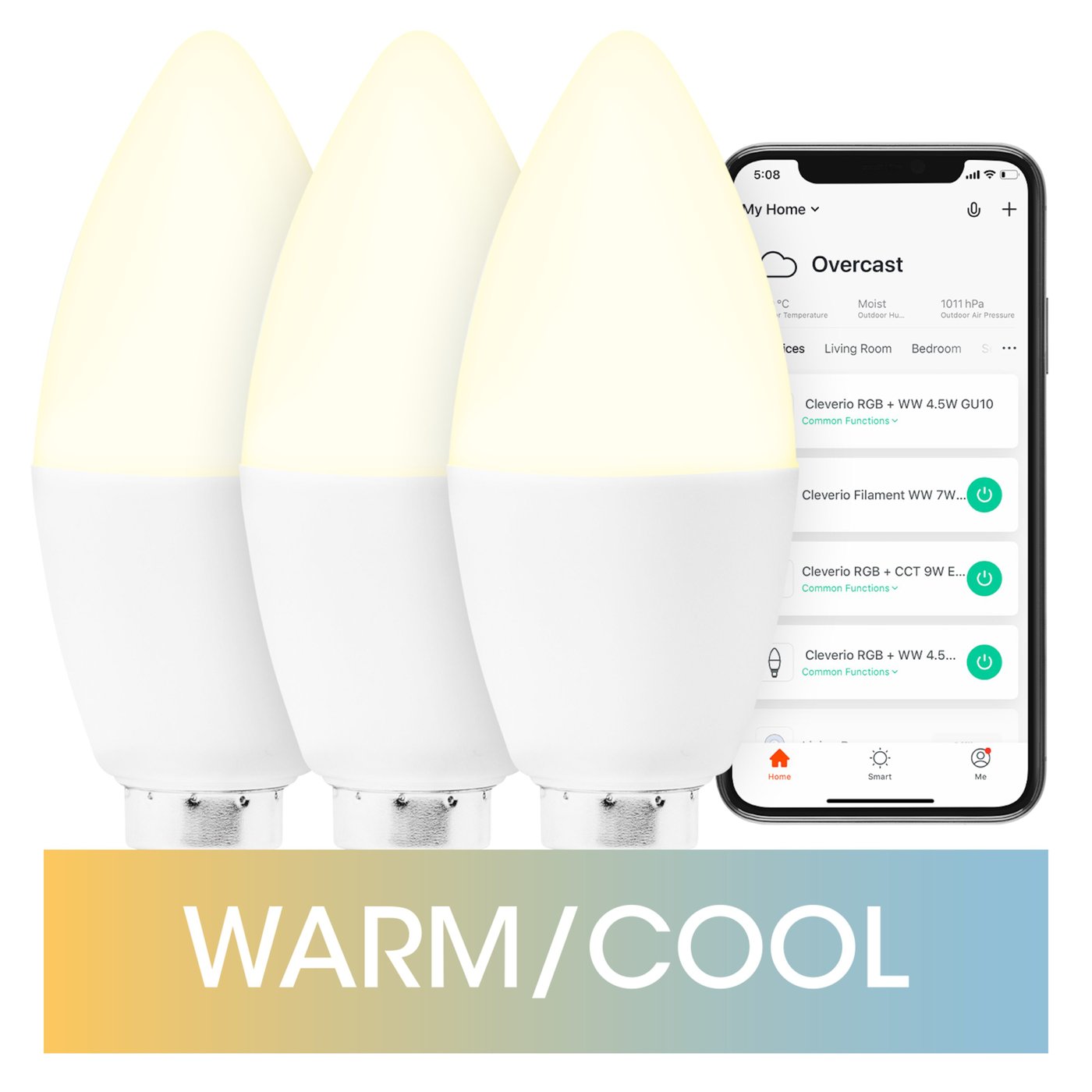 Cleverio Smart E14 LED-pære 470 lm 3-pk.