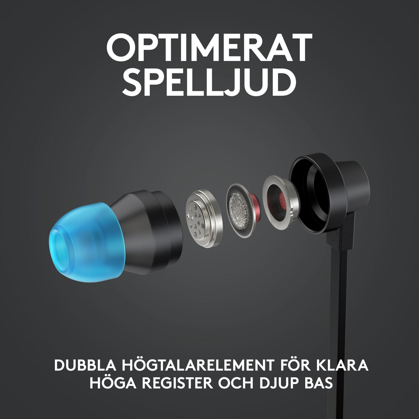 Logitech G 333 In-ear gaminghörlurar Svart