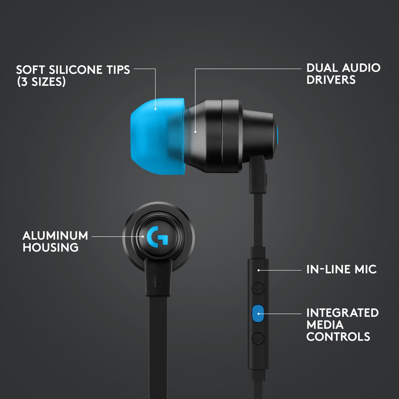 Logitech G 333 In-ear-gaminghodetelefoner Svart