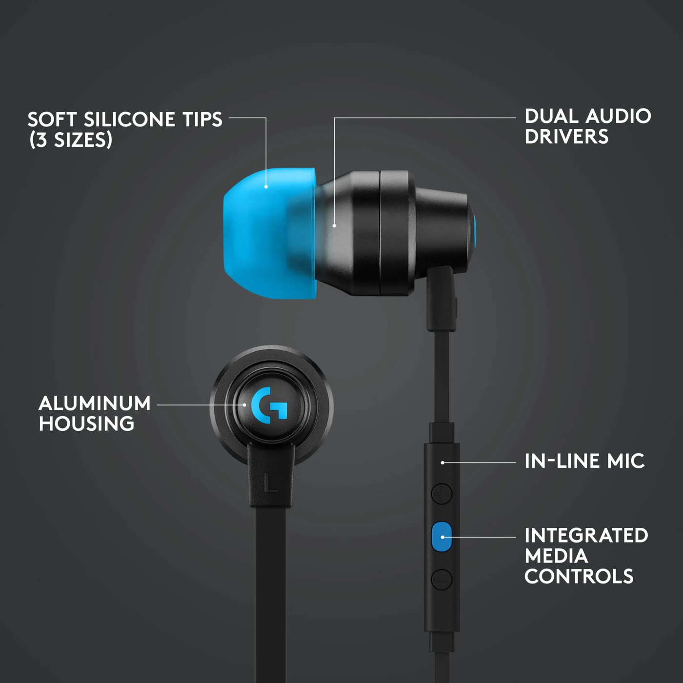 Logitech G 333 In-ear-gaminghodetelefoner Svart