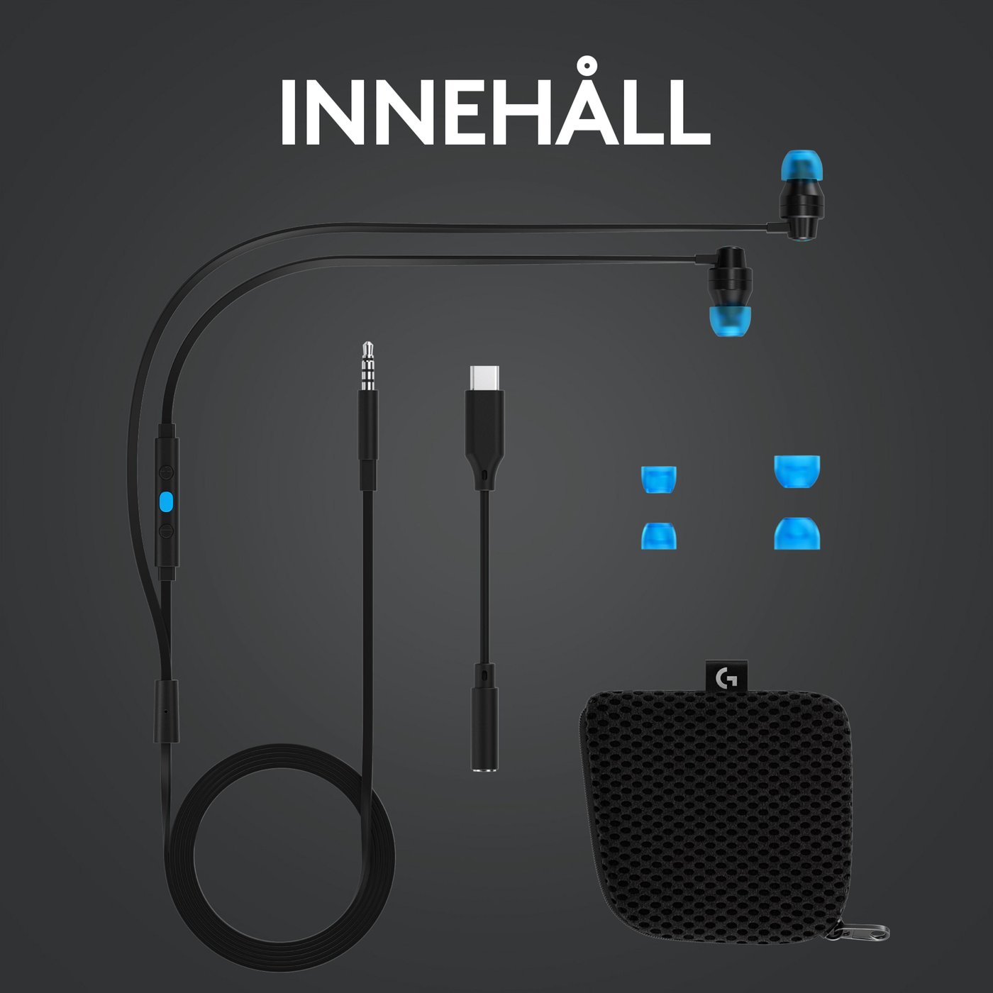 Logitech G 333 In-ear gaminghörlurar Svart