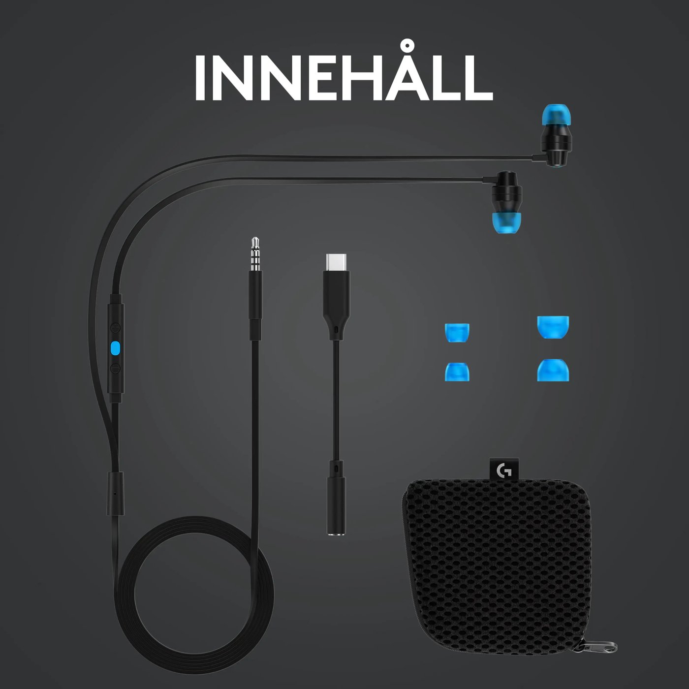 Logitech G 333 In-ear gaminghörlurar Svart