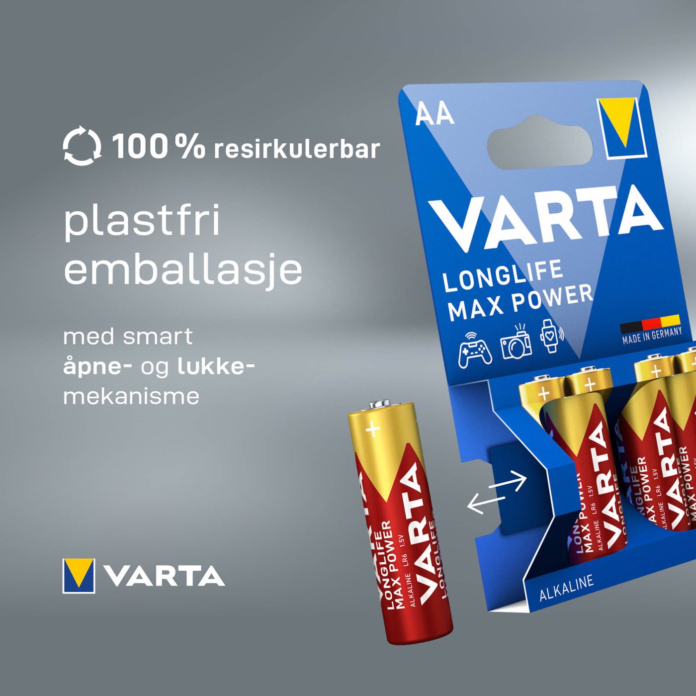Varta Longlife Max Power AA-batterier 8-pk.