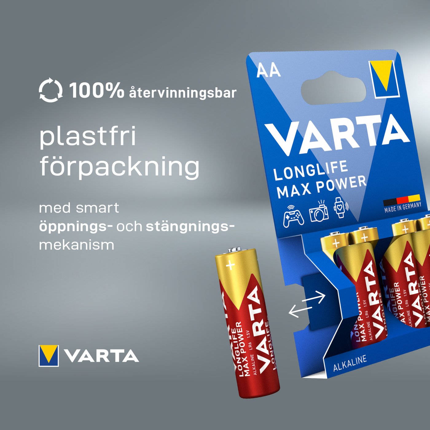 Varta Longlife Max Power AA-batterier 8-pack