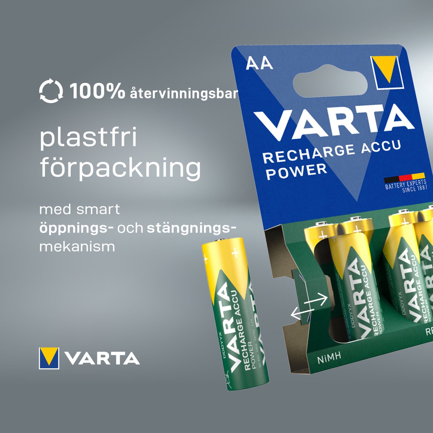Varta Laddningsbara AA-batterier 2600 mAh 4-pack