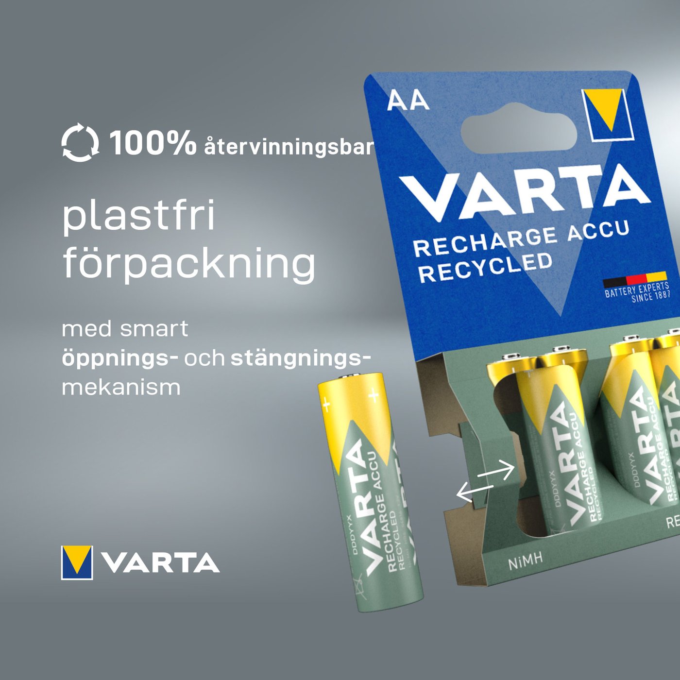 Varta Recharge Recycled AA-batterier 2100 mAh 4-pack