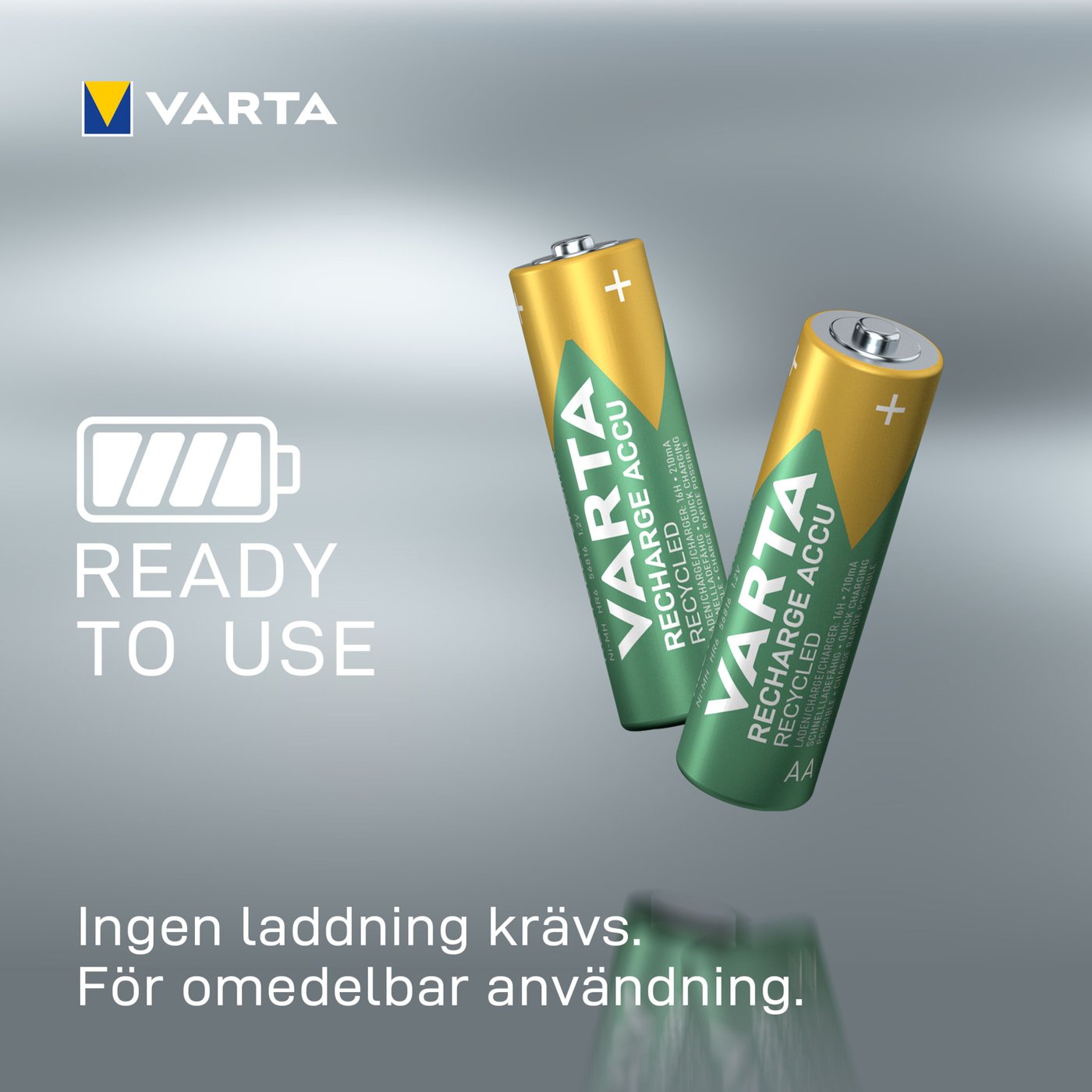 Varta Recharge Recycled AA-batterier 2100 mAh 4-pack