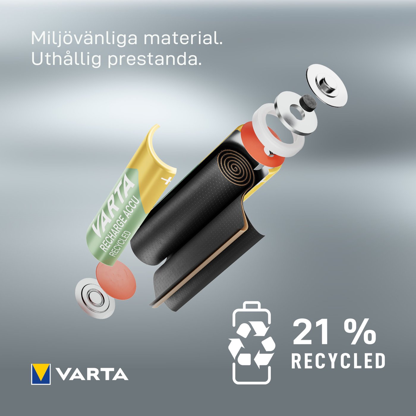 Varta Recharge Recycled AAA-batterier 800 mAh 4-pack
