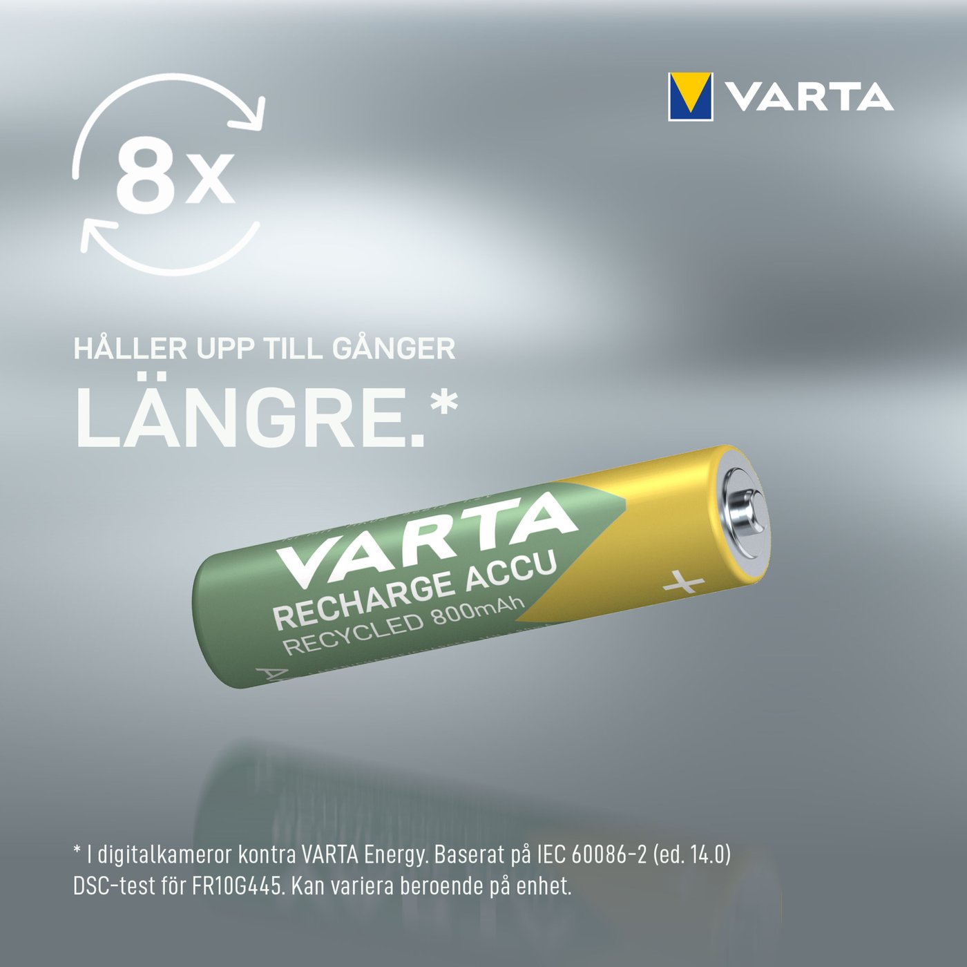 Varta Recharge Recycled AAA-batterier 800 mAh 6-pack