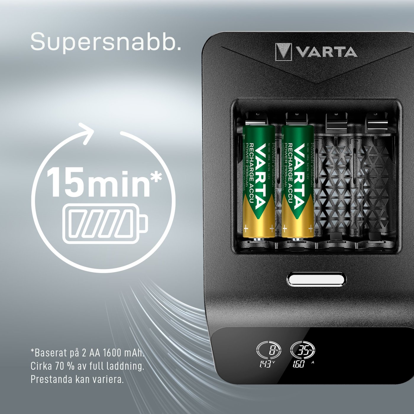Varta Snabb batteriladdare med övervakning