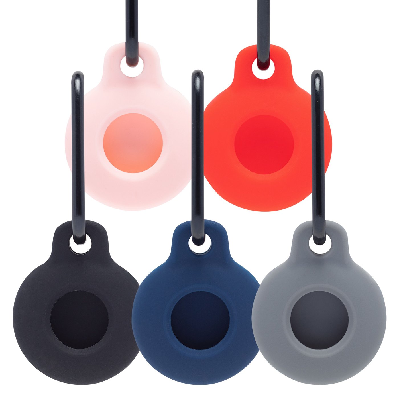 Linocell AirTag Silikonetui med karabinkrok Svart