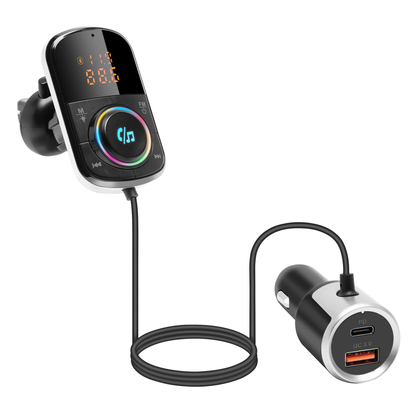 Linocell FM-sender med Bluetooth og hurtiglading