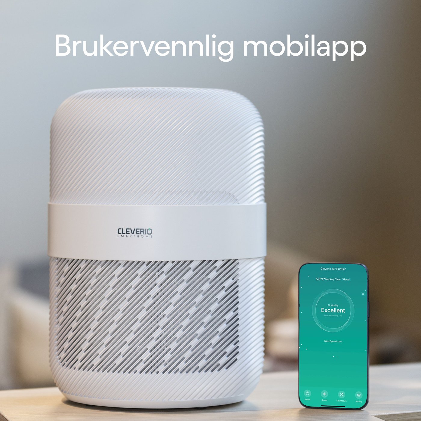 Cleverio Air Purifier Appstyrt luftrenser