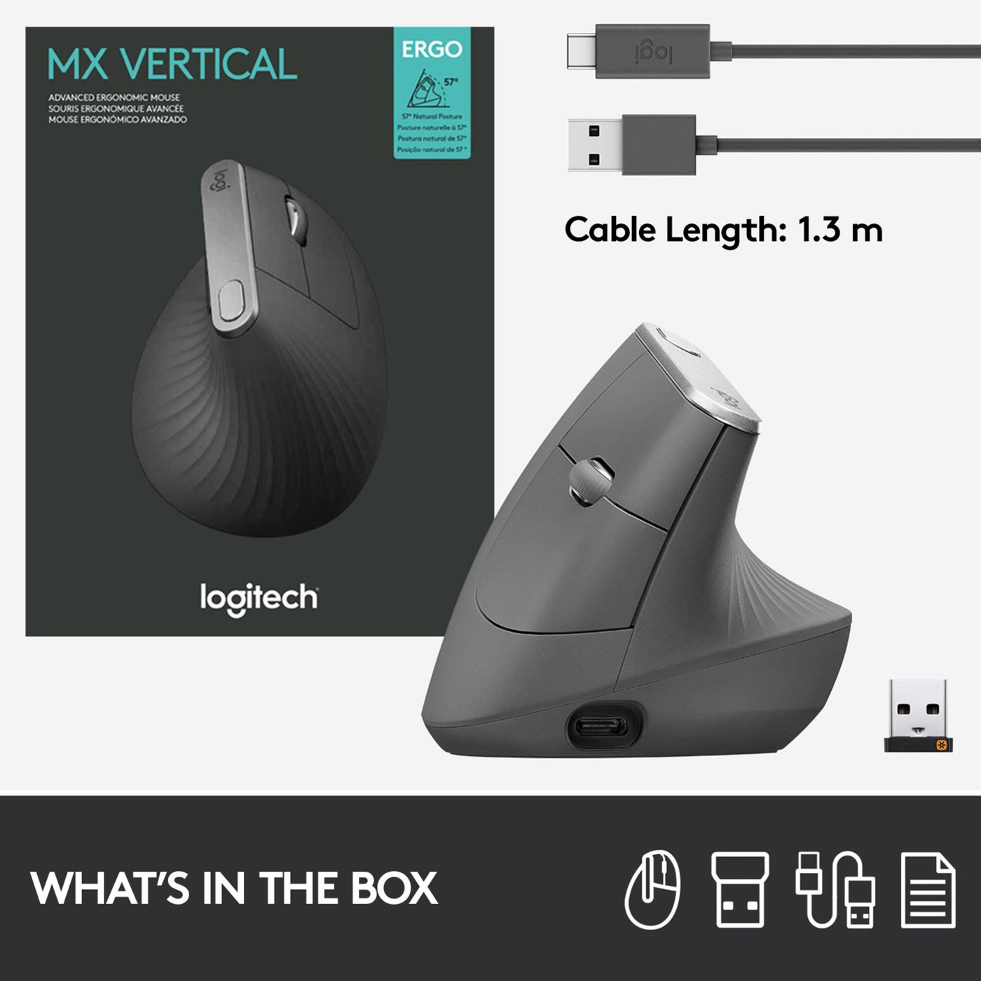 Logitech MX Vertical Trådløs datamus